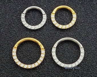 Piercing de aro Daith para tabique nasal de oro de 16 g con forma de caracola para cartílago