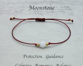 Simple Delicate Moonstone Single Bead Crystal knotted Bracelet Build Your Jewellery Customisable