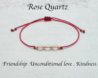 Simple Delicate Rose Quartz Beads Crystal knotted Bracelet Build Your Jewellery Customisable