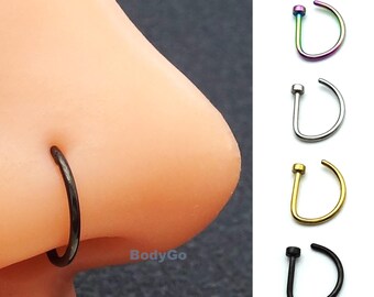 20g Surgical Steel Fake Faux Clip On No Piercing Non Pierced Nose Cuff Minimalist