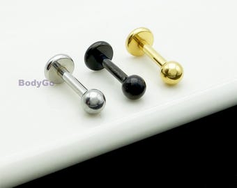 20g 18g 16g Surgical Steel Push In Threadless Labret Ear Cartilage Stud Piercing 2mm 3mm 4mm Ball