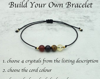 Pulsera personalizada con cuentas de cristal, joyería ajustable con nudos, crea tu propia pulsera.