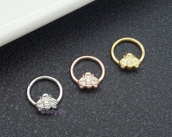 16g Tiny Bee Surgical Steel Clicker Ring Septum, Nose, Cartilage Piercing