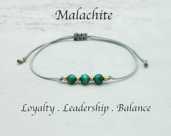 Simple Delicate Malachite Beads Crystal knotted Bracelet Build Your Jewellery Customisable