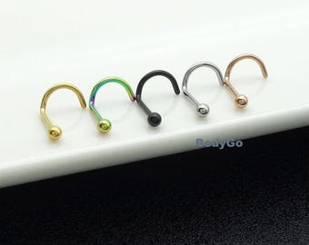2pcs 20g Surgical Steel Ball Screw Shape Nose Ring Stud Piercing