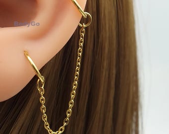 18g 16g Minimalist 2 Surgical Steel Hinged Clicker Rings with Chain Piercing