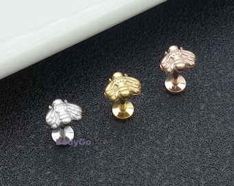 Piercing para cartílago de acero quirúrgico Tiny Bee de 18 g y 16 g con rosca interna para labio