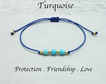 Simple Delicate Turquoise Beads Crystal knotted Bracelet Build Your Jewellery Customisable