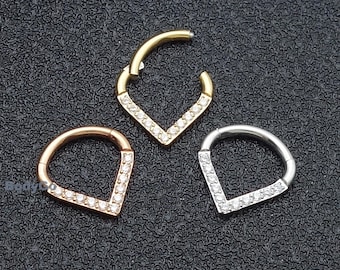Piercing para tabique nasal, cartílago y hélix de acero quirúrgico de 16 g con forma de lágrima