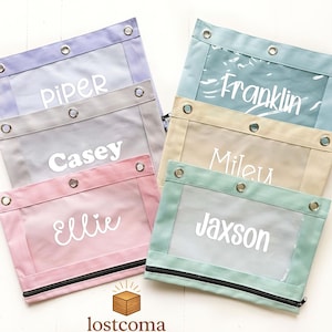 Personalized Pencil Pouch with Name, Custom Clear Zipper Bag for Kids, Waterproof School Supply Case, Vinyl Lettering Organizer Gift