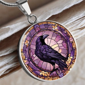 Raven Necklace: Surgical Steel Crow Pendant, Symbolic Goth Jewelry