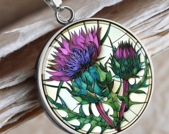 Scottish Thistle Pendant: 3D Art Necklace, Scottish Gift