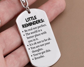 Engraved 'Little Reminders' Keychain: Stainless Steel Mental Health Gift