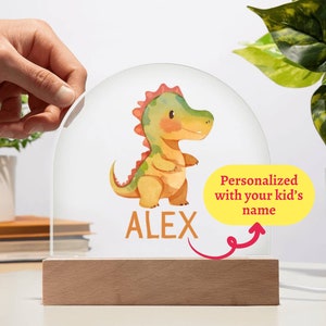 Personalized Dinosaur Night Light: Custom Acrylic Bedroom Decor