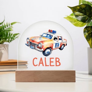 Personalized Police Car Night Light | Custom Name Nursery Decor Night Light | Baby Boy Night Light
