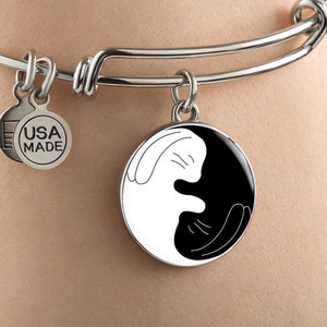 Tao of Bunny Rabbit Bangle: Personalized Rabbit Lover Gift