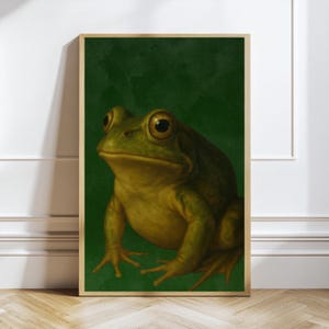 Japanese Frog Art Print: Antique Bathroom Decor, Maximalist Style