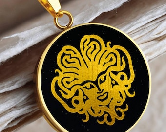 Medusa Pendant Necklace: Surgical Steel Jewelry, Engraving Option