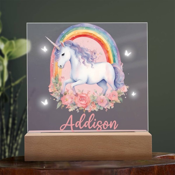 Personalized Unicorn Night Light | Kids Room Decor | Custom Baby Night Light | Gift for Girls