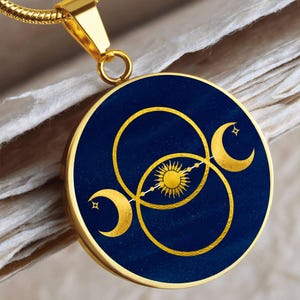 Triple Moon Sun Vesica Pisces Pendant - Sacred Geometry Pendant