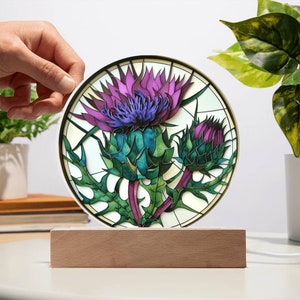 Scottish Thistle Acrylic Plaque: 3D Art Home Decor