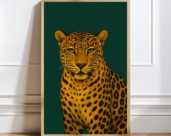 Leopard & Cheetah Print: Emerald Green Retro Animal Wall Art