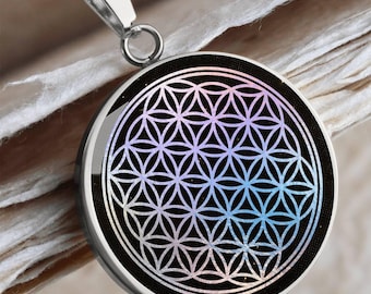 Flower of Life Holographic Art Necklace | Sacred Geometry Jewelry