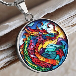 3D Dragon Pendant Necklace: Faux Cardboard Art Effect