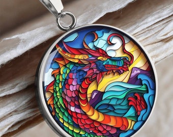 3D Dragon Pendant Necklace: Faux Cardboard Art Effect