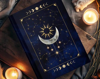 Sun & Moon Phases Journal | Dark Celestial Notebook Gift