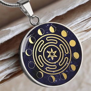Hekate Magic Strophalos Necklace | Hekate Moon Phase Pendant