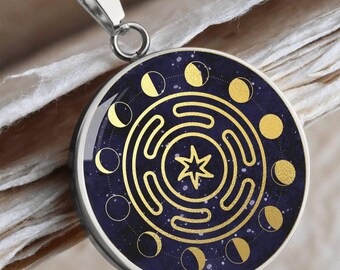 Hekate Magic Strophalos Necklace | Hekate Moon Phase Pendant