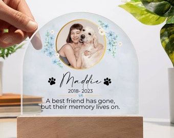 Personalized Pet Loss Photo Plaque | Light Up Memorial Plaque | Forget Me Not Pet Memorial | Dog Loss Gift | Cat Loss Gift