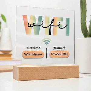 Acrylic WIFI Sign with Wooden Base: Airbnb, Hotel