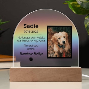 Personalized Gifts for Pet Loss | Dog Loss Gift | Light up Pet Memorial Plaque | Cat Loss Gift | Rainbow Bridge Memorial Gift