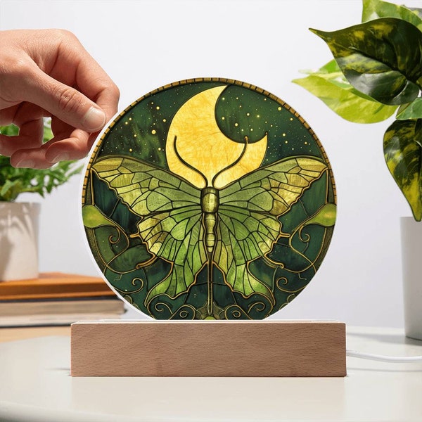 Luna Moth Gothic LED Nightlight | Goth Decor Housewarming Gift | Moon Witch Decor | Astronomy Gift