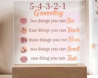 5-4-3-2-1 Mindfulness Sign, Mental Health Sign, Grounding Technique | Gift for Therapist