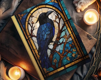 Faux Stained Glass Raven Journal