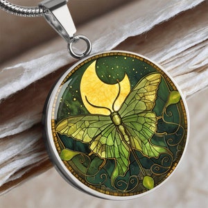 Luna Moth Vintage Necklace | Intuition Jewelry | Whimsical Goth Jewelry | Bug Jewelry