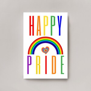 Biglietti d'auguri stampabili arcobaleno Happy Pride, biglietto d'auguri LGBTQ Plus, download istantaneo dell'orgoglio, biglietto vuoto fai da te LGBTQIA, biglietto del mese dell'orgoglio