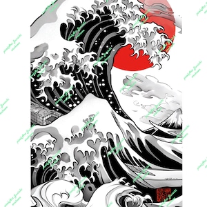 Japanese Art, Matted, Great Wave Print , Great Wave Wall Art, sumi, Japanese Art, Japanese, Matted Print