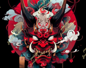Japanese Art Hannya Mask Matted Print, Hannya Print, Hannya Mask Wall Art, Hannya Mask, Japanese Art, Japanese Hannya, Matted Print