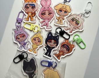 Ateez Aniteez Onesies Chibi Acrylic Charms Keychains