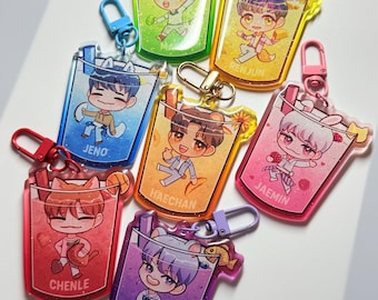 NCT Dream Smoothie Acrylic Glitter Epoxy Drink Charms Keychains