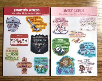 Christian Bible Verse Scripture Faith Small Sticker Sheets for Journaling, Bible Study, Decoration