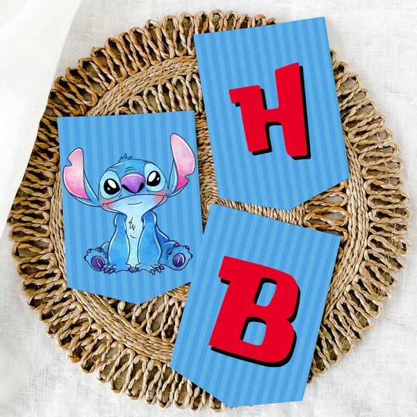 Stitch Happy Birthday Banner | Printable Birthday Banner | Instant Download | DIY Party Decor 011