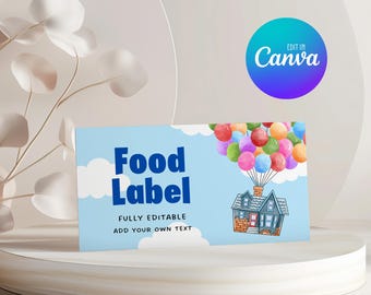 UP Food Label, Birthday Party Food Tent Cards, UP Food Tent Label 023