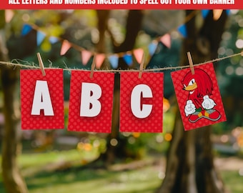 Knuckles Bunting Flag Banner, Sonic Party Banner, Happy Birthday Banner Bunting Flags 018