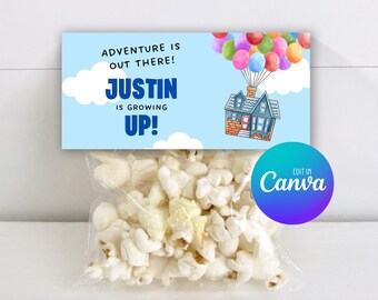 UP Treat Bag Topper Template, Editable Favour Treat Bag Design for Birthday, Printable Birthday Treat Bag Label 023