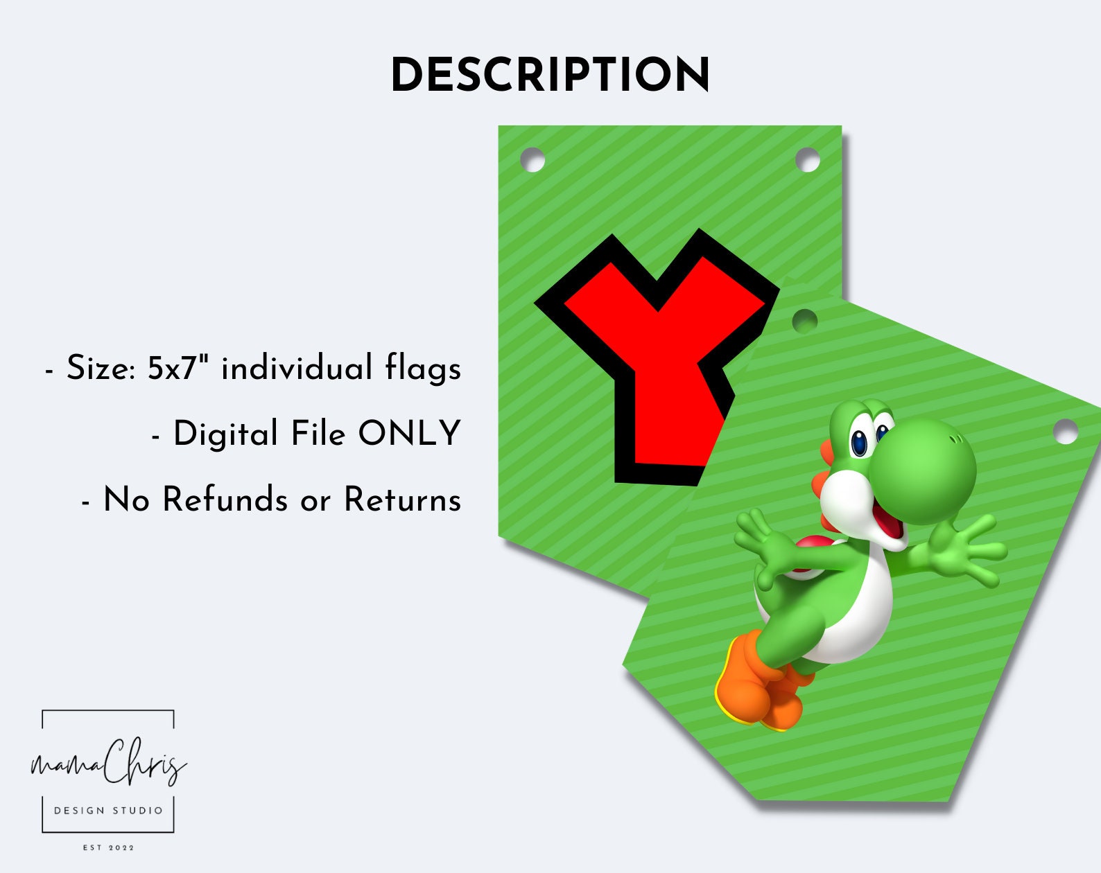 Yoshi Happy Birthday Banner Printable Birthday Banner - Etsy